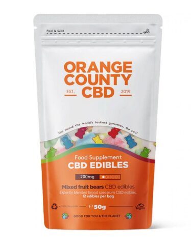 Orange County CBD Gummibärchen – 200 mg CBD, 12 Stück, 50 g, Reiseverpackung