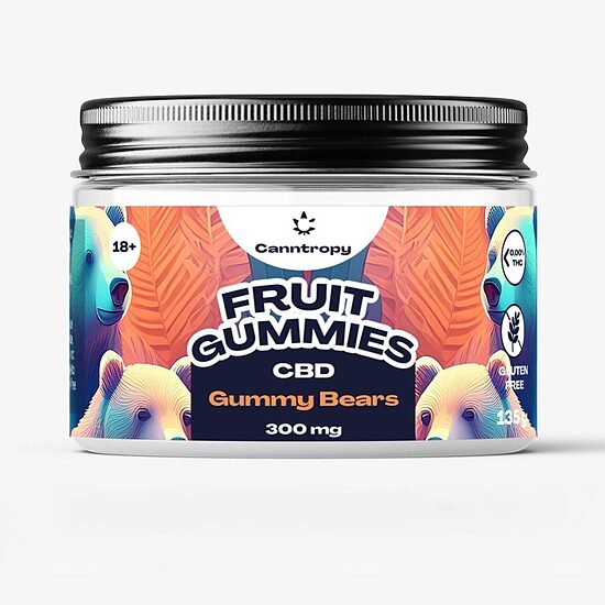 Canntropy hedelmäiset CBD-nallekumikarkit – 300 mg CBD, 60 kpl × 5 mg, 135 g
