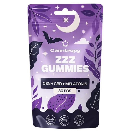 Canntropy CBN + CBD + melatoniini -kumikarkit – 30 kpl × 5 mg CBN + 5 mg CBD, 60 g