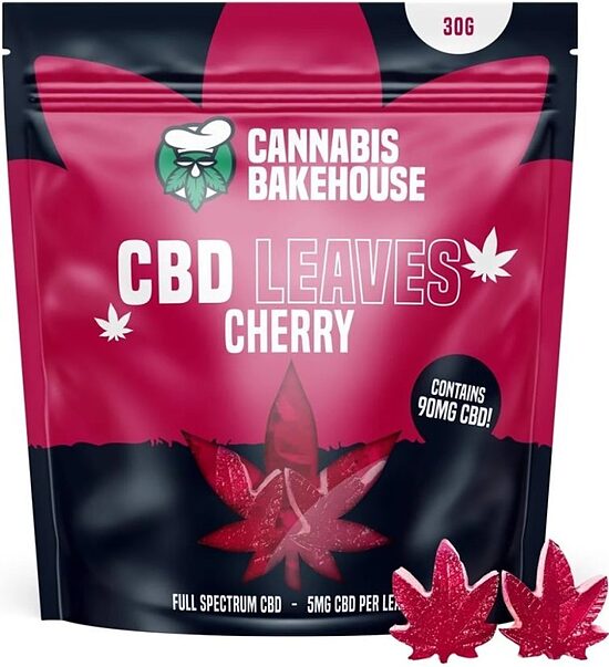 Cannabis Bakehouse CBD-kumilehdet, Kirsikka, 18 kpl × 5 mg CBD, 30 g