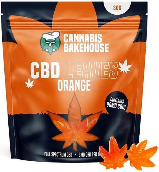 Cannabis Bakehouse CBD-kumilehdet, Appelsiini, 18 kpl × 5 mg CBD, 30 g