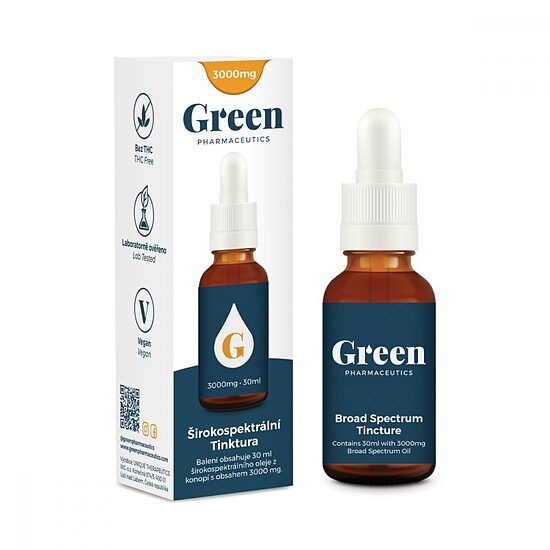Green Pharmaceutics plataus spektro CBD tinktūra 10 %, 3000 mg CBD, 30 ml