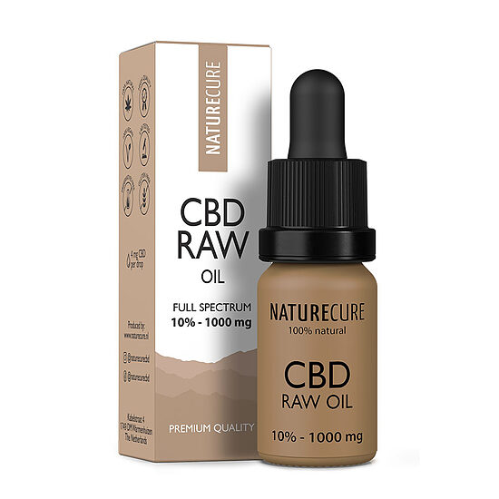 Nature Cure täyden spektrin Raw CBD-öljy 10 %, 1000 mg CBD, 10 ml