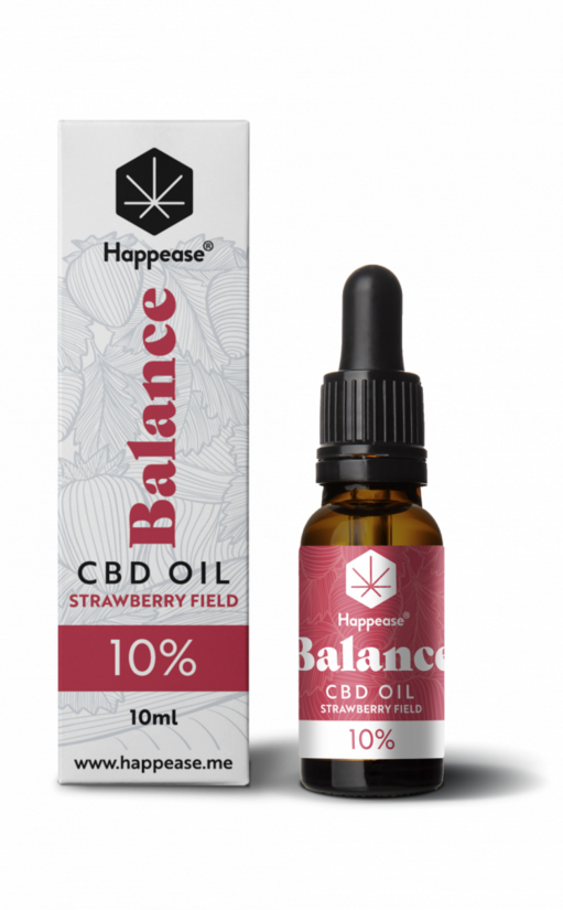 Happease Balance CBD-öljy Strawberry Field 10 %, 1000 mg CBD, 10 ml