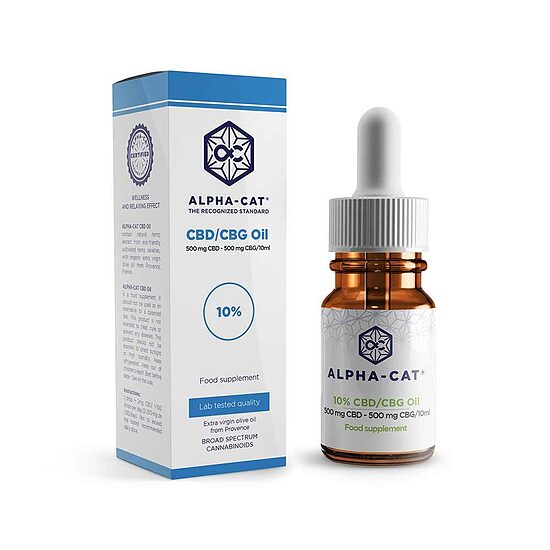 Alpha-CAT CBD:CBG CBD-öljy 10 %, 500 mg CBD + 500 mg CBG, 10 ml