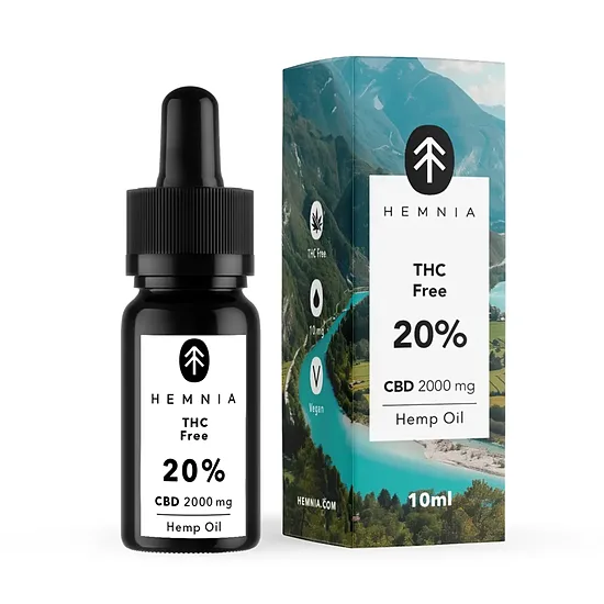Hemnia THC-vapaa CBD-öljy 20 %, 2000 mg CBD, 10 ml