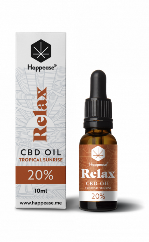 Happease Relax CBD-öljy Tropical Sunrise 20 %, 2000 mg CBD, 10 ml