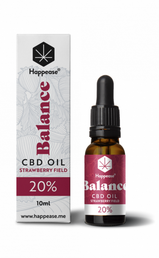 Happease Balance CBD-öljy Strawberry Field 20 %, 2000 mg CBD, 10 ml