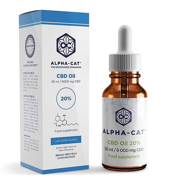 Alpha-CAT laajakirjoinen CBD-öljy 20 %, 6000 mg CBD, 30 ml