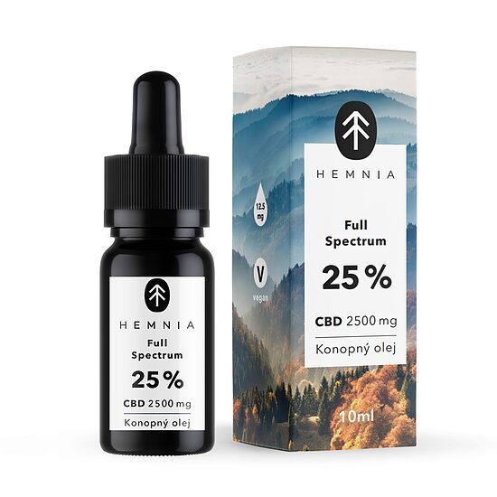 Hemnia täyden spektrin CBD-hamppuöljy 25 %, 2500 mg CBD, 10 ml