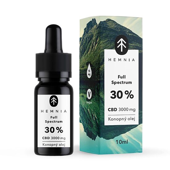 Hemnia täyden spektrin CBD-hamppuöljy 30 %, 3000 mg CBD, 10 ml