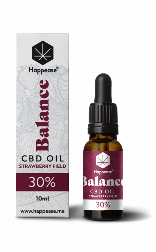 Happease Balance CBD-öljy Strawberry Field 30 %, 3000 mg CBD, 10 ml