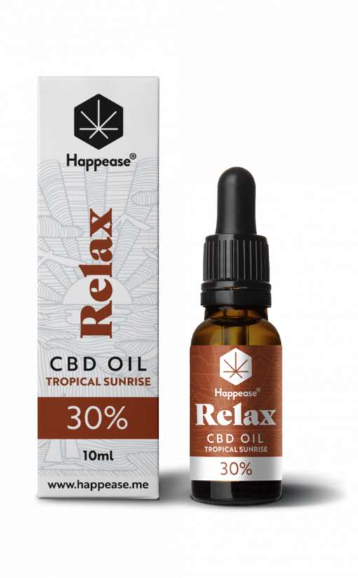 Happease Relax CBD-öljy Tropical Sunrise 30 %, 3000 mg CBD, 10 ml