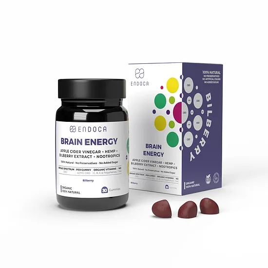 Endoca Brain Energy CBD-kumikarkit, mustikka – 40 mg CBD, 30 kpl, 60 g