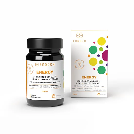 Endoca Energy CBD-kumikarkit – 60 mg CBD + 40 mg kofeiinia, appelsiini, 30 kpl, 60 g