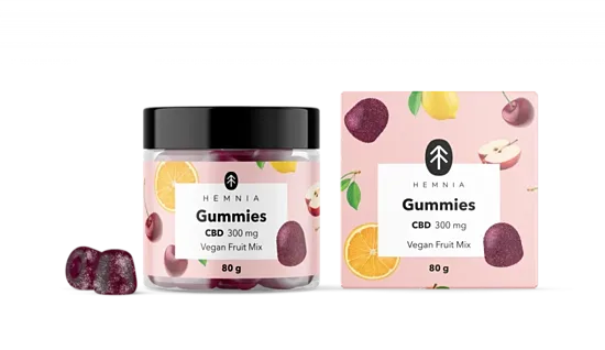 Hemnia vegaaniset CBD-kumikarkit “Fruit Mix” – 300 mg CBD, 30 kpl × 10 mg, 80 g