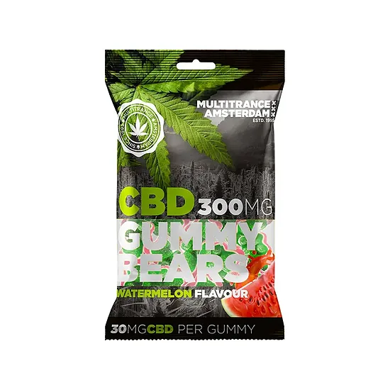 Multitrance vesimeloninmakuiset CBD-kumikarkit – 300 mg CBD, 10 kpl × 30 mg, 100 g
