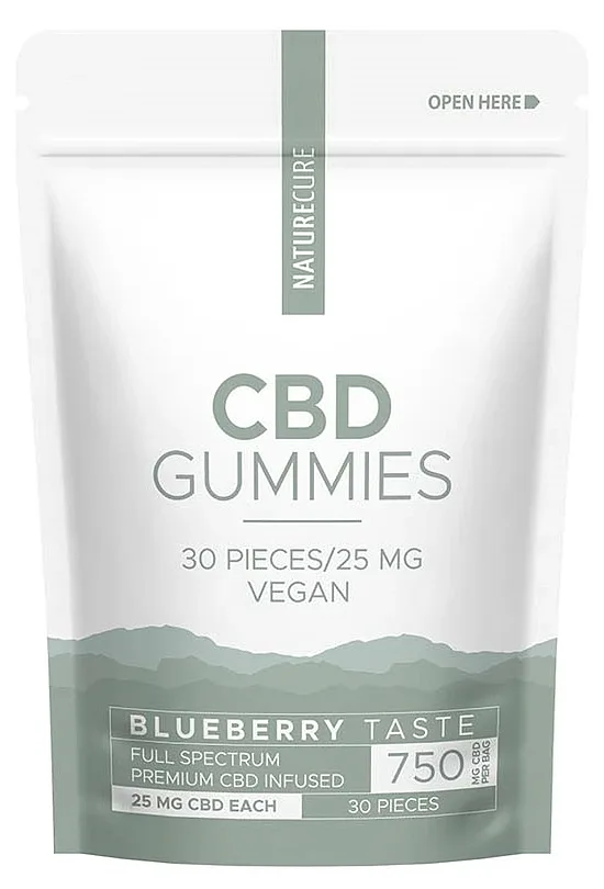 Nature Cure mustikka CBD-kumikarkit – 750 mg CBD, 30 kpl × 25 mg, 99 g