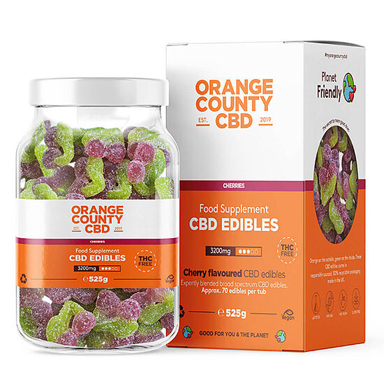 Orange County CBD kirsikanmakuiset kumikarkit – 3200 mg CBD, 70 kpl, 525 g