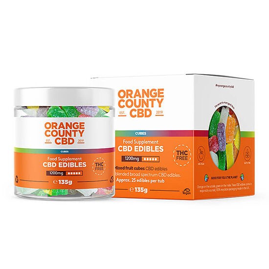 Orange County CBD-kumikarkkikuutiot – 1200 mg CBD, 25 kpl, 135 g