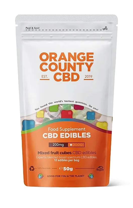 Orange County CBD-kumikarkkikuutiot – 200 mg CBD, 12 kpl, 50 g