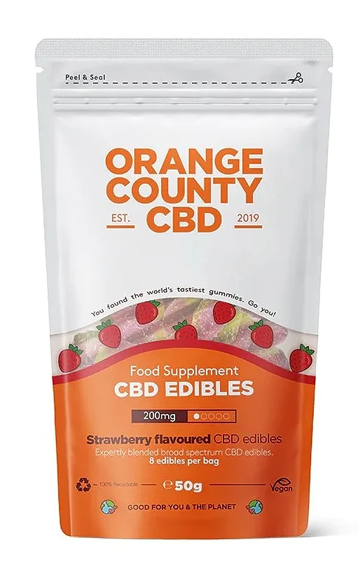 Orange County CBD-mansikkakumikarkit – 200 mg CBD, 8 kpl, 50 g