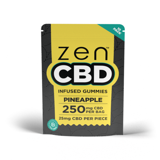 ZEN CBD-kumikarkit, ananas – 250 mg CBD, 10 kpl, 50 g