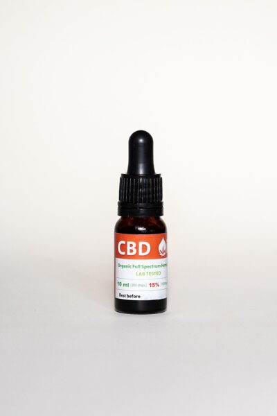 15% CBD Aliejus 10ml /THC < 0.2%/1500mg CBD/200 lašų/Tamsus/