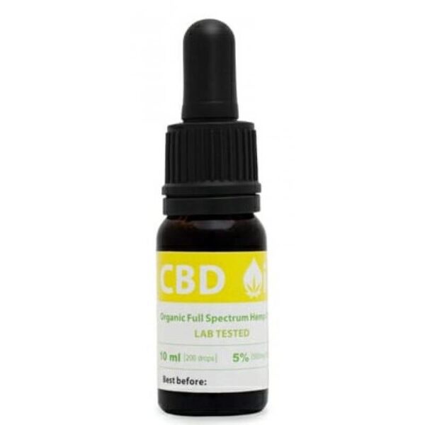 5% CBD õli /10ml/THC <0,2%/500mg CBD/200 tilka /tume/