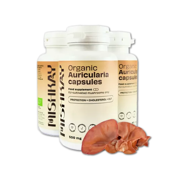 Økologiske Auricularia kapsler (kosttilskud) 500mg 90 kapsler