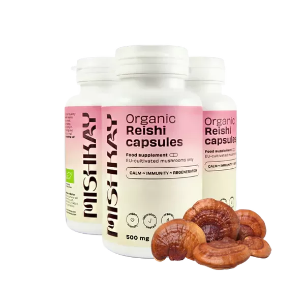 Ekologiškos Reishi kapsulės (Maisto papildas) 500mg 90 kapsulių